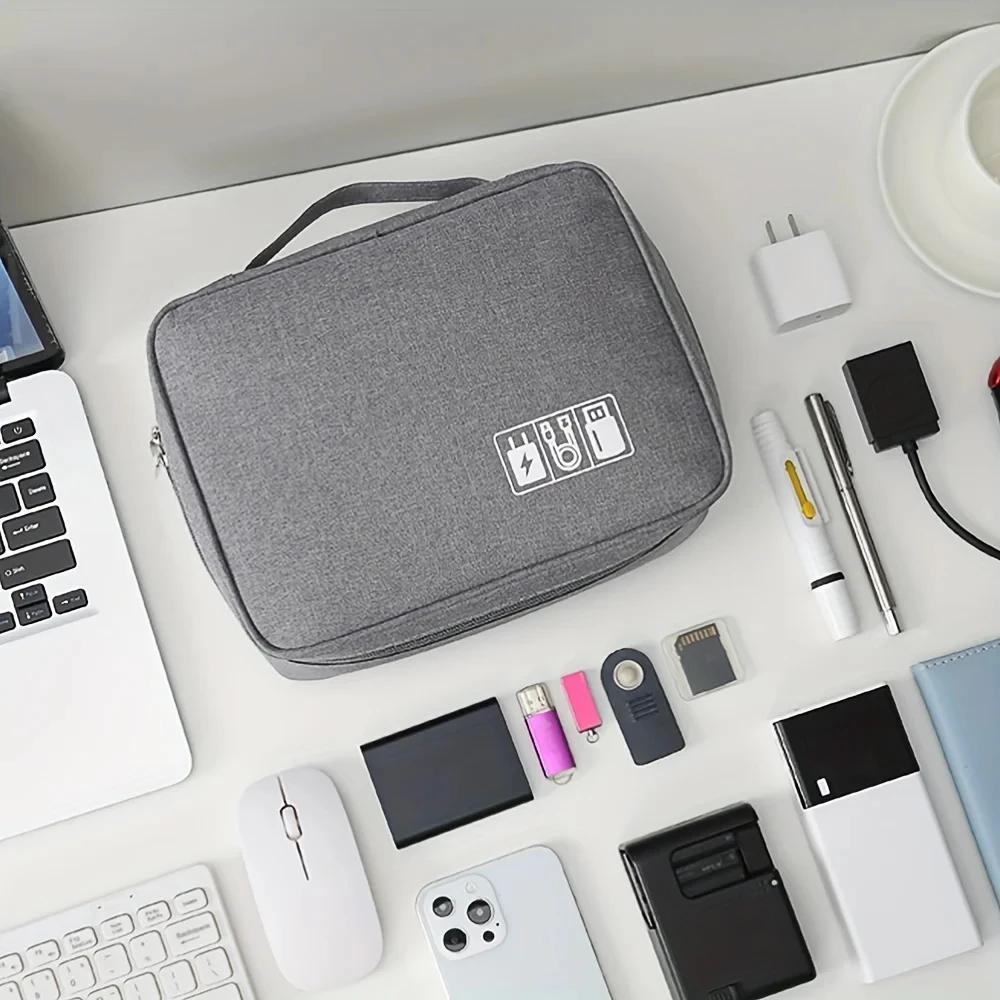 New Cable Storage Bag Waterproof Digital Electronic Organizer Portable USB Data Line Charger Plug Storage Bag Travel Cable-LJX