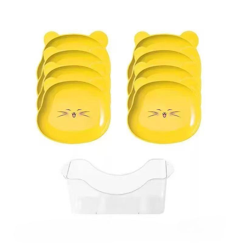 Cute Bear Shaped Bone Spitting Dish Cartoon Plastic Snack Tray Set Kitchen Desktop Anti Fall Plate Residue Fruit Plate Tableware