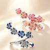 Anello S925 in Argento Smalto Rosa Fiore di Pesco Cristallo per Donne Semplice Raffinato Gioiello per Matrimonio Festa
