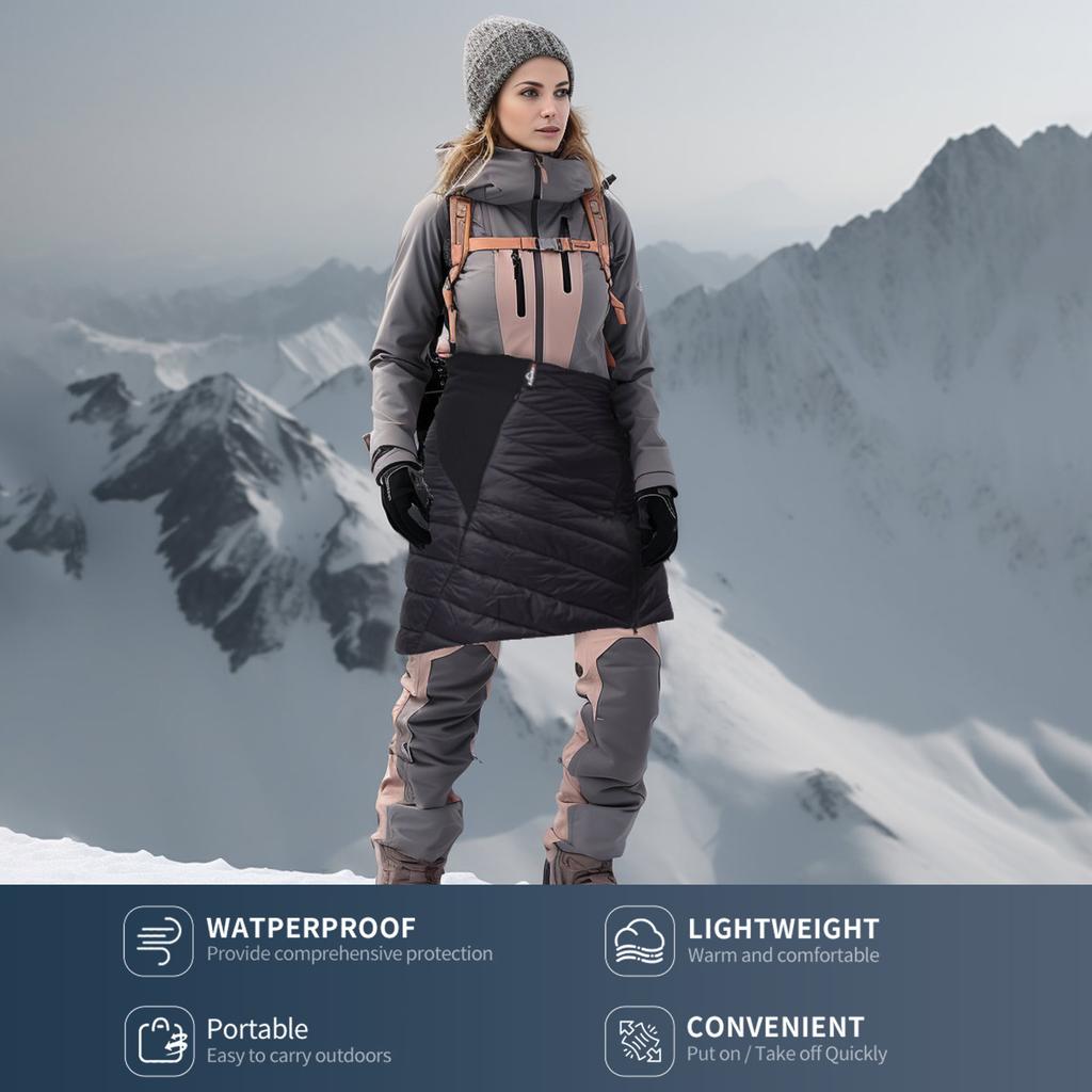 Baumwollrock Damen Winterröcke Wasserdicht Winddicht Warme Puffer-Röcke zum Wandern Schwarz Mini