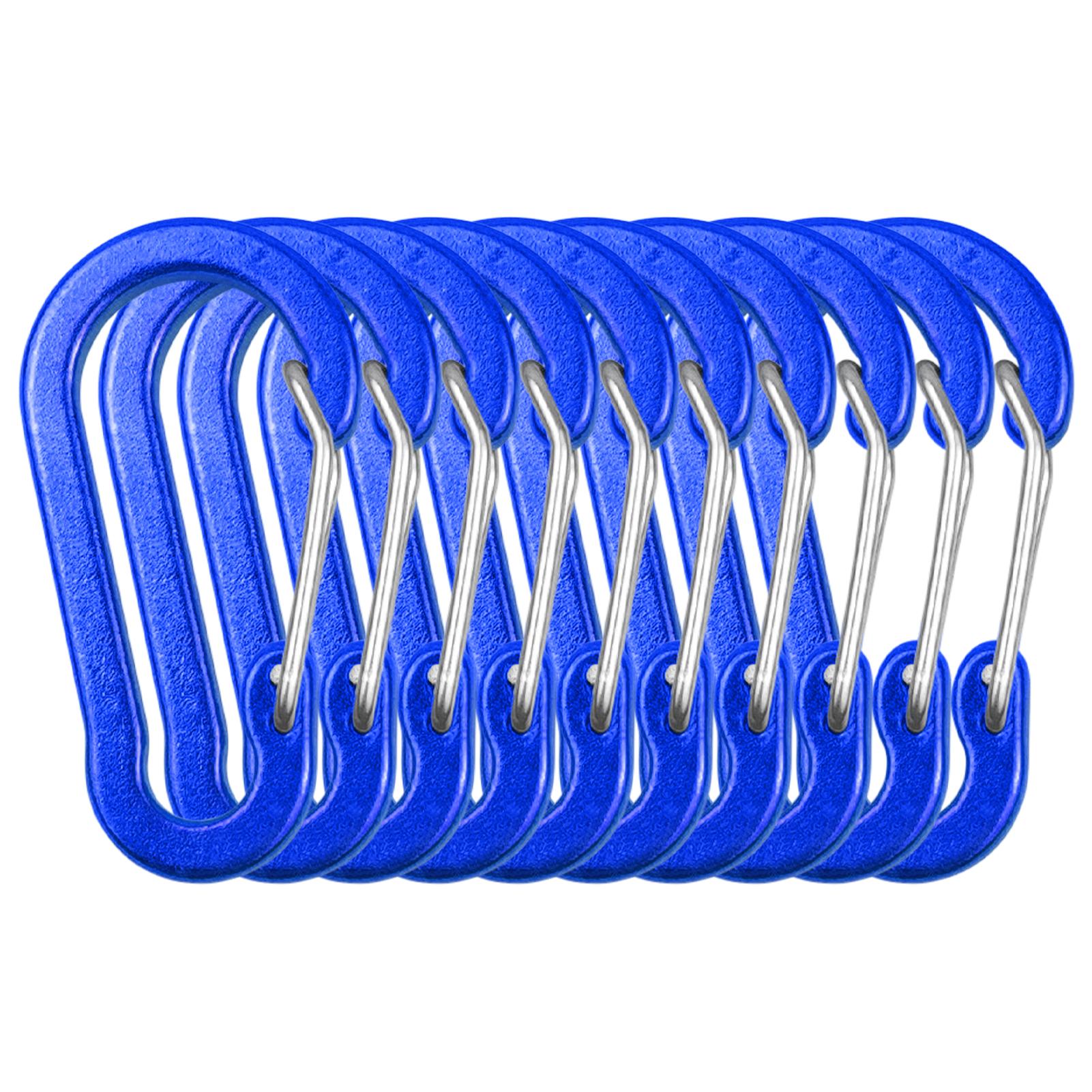 

Зажимы-карабины, мини-брелок из алюминиевого сплава, зажим-карабин, кольца D для кемпинга, пешего туризма, рыбалки 10PCS синий