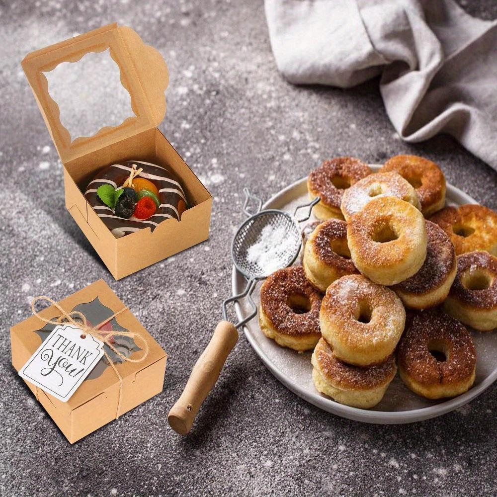 10pcs Khaki Clear Window Bakery Boxes Individual Cupcake Boxes Cookie Boxes Gift Box Gift Packing Box for Cookies Donuts Macaroon Mini Cake Boxes