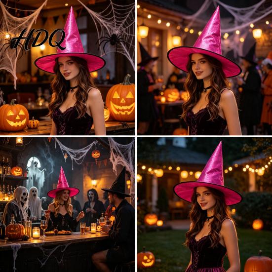 Cappello a Punta da Mago per Adulti in Velluto Cappello da Strega per Costume di Halloween con Ampio Bordo Magico Copricapo per Festival Dark Fantasy Cosplay Adulto