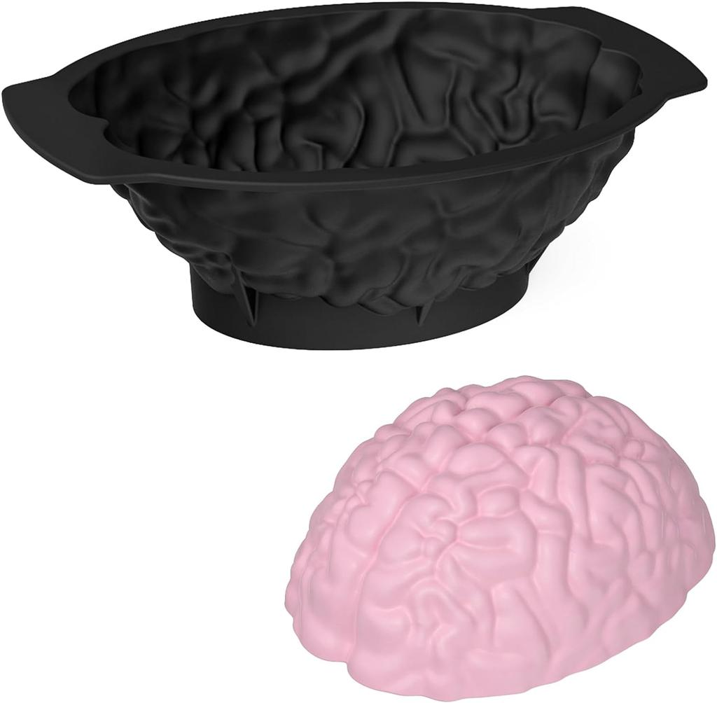 Silicone Heart Mold Human Brain Cake Mold Large Volume with Support Base Thicken Organs Mould Halloween Candy Chocolate Pudding