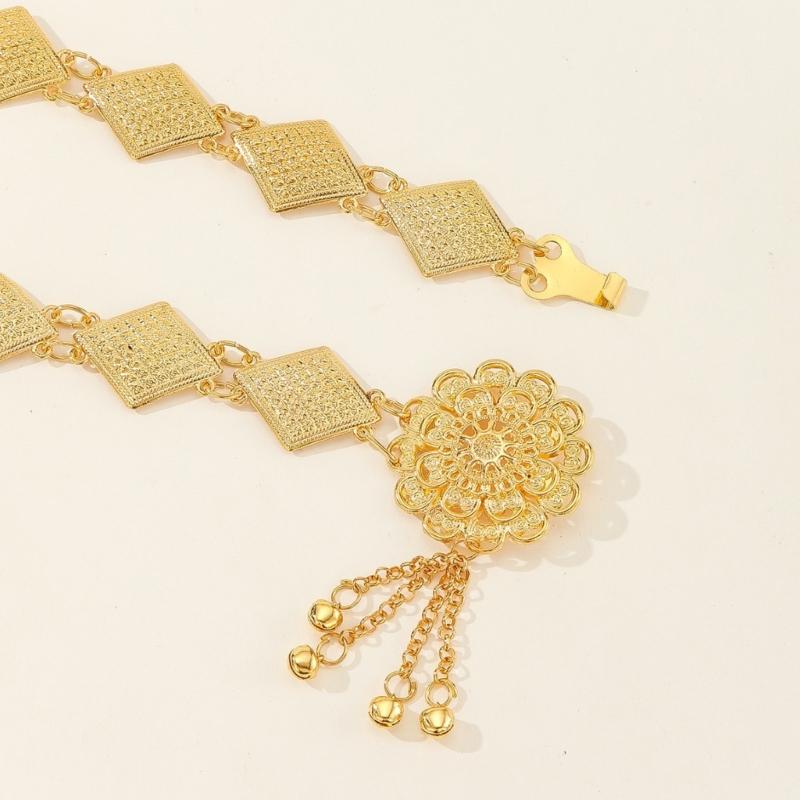 Blingbling Waist Belt Stylish Carved Floral Waist Chain Belt Elaborate Chain Belly Chain for Wedding Waist Chain