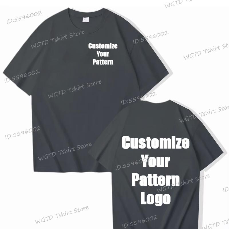 Tops Custom Diy Logo Cotton T-shirt Unisex Fashion Casual Tops Customize Pattern Logo Summer Tops Men Women Street Wear Clothes