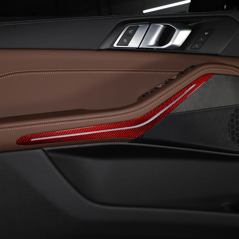 For BMW X5 G05 X7 G07 2019-2026 Real Carbon Fiber Car Interior Door Armrest Ambient Light Decorative Sticker Car Accessories