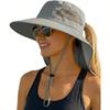 Dames Zonnehoeden UV-bescherming Brede Rand Opvouwbare Bucket Hat Met Paardenstaartgat Voor Zomer Strand Wandelen Vissen