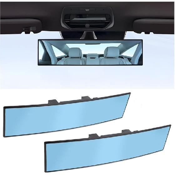 Mandark Car Rear View Mirror, 12 Inch Panoramic Clip On Convex Auto Rearview Mirror, HD Anti Glare & Wide Viewing Range Vehicle Interior Accessories,