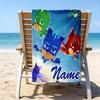 1pc PJ Marks1 Beach Towel with Custom Name, Beach/Swimming/Bath/Picnic/Camping Towel, Suitable for Seaside Beaches