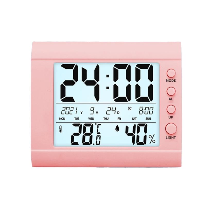 Digitale Wand-Tischuhr mit Temperatur, Luftfeuchtigkeit, Datum, Woche, großem LCD-Display, batteriebetriebener Wecker für Schlafzimmer