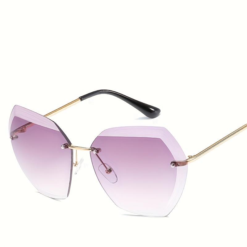 1Pcs European And American Fashion Trend Diamond Trimmed Women'S Sun Metal Glasses Frameless Uv Resistant Sunglasses