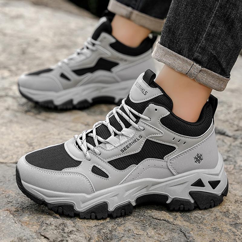Fashion Autumn Men Sneakers Thick Soled Casual Shoes Sports Outdoor Hiking Boots High Top Trekking Shoes Climbing Four Seasons