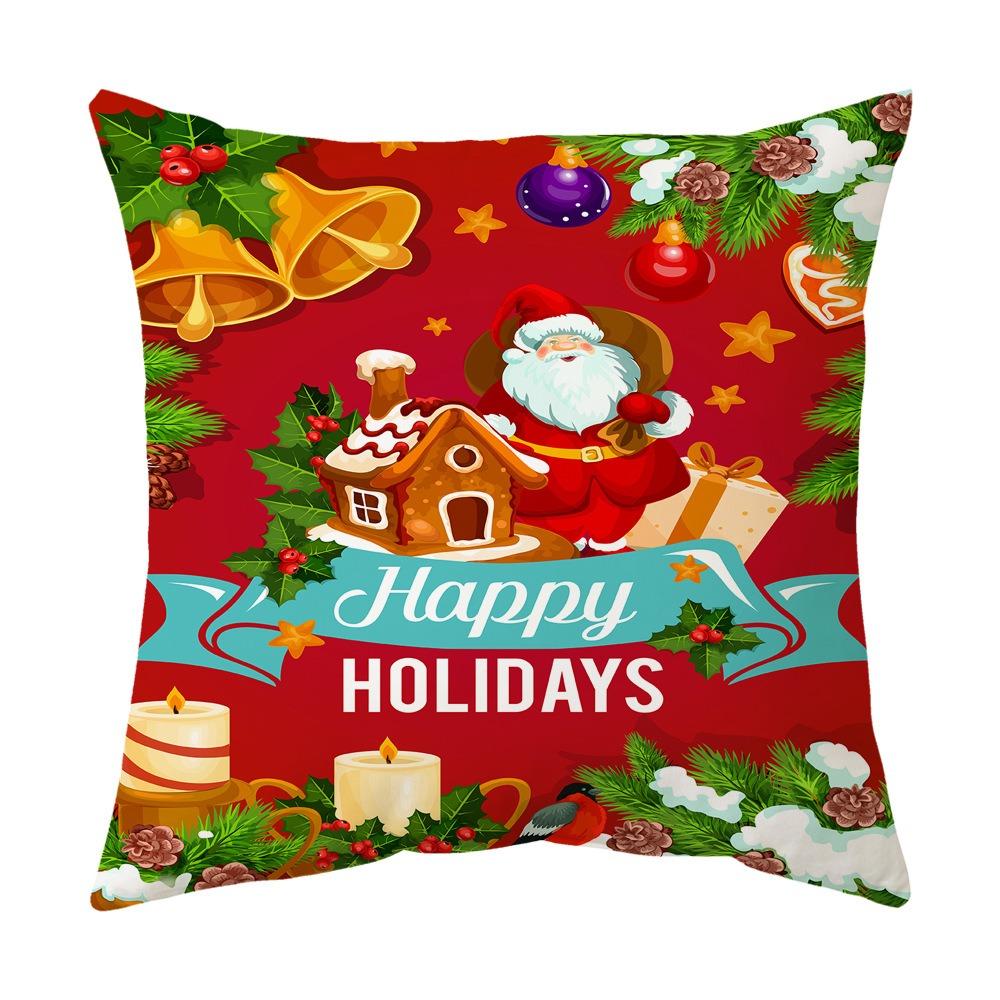 Cute Dacron Christmas Cushion Cover Printing Short Pillow Case Xmas Gift