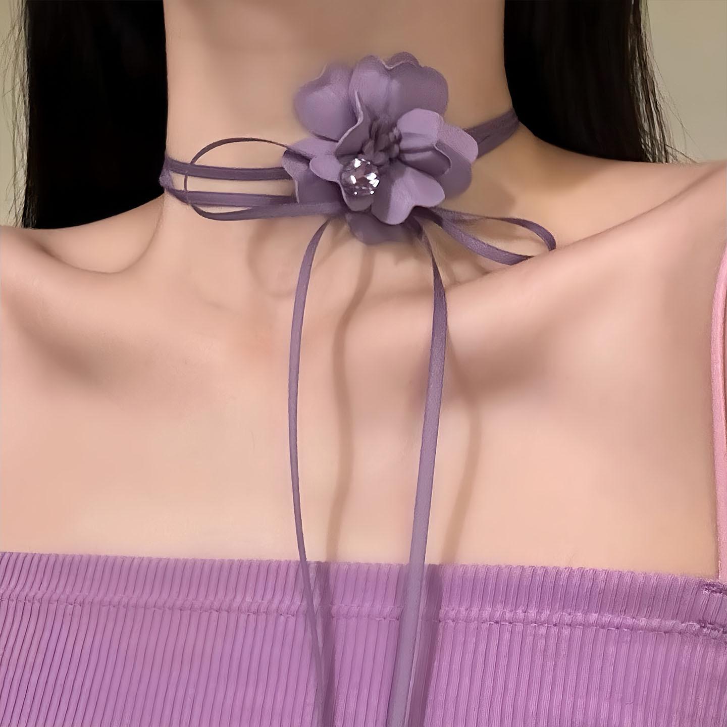 Французская сладкая тканевая цветочная бахромчатая цепочка на ключицы персонализированный дизайн чувство нишевое ожерелье женское