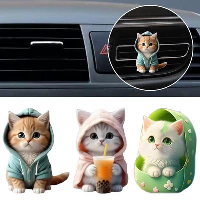 Cute Cat Car Air Conditioning Vent Aromatherapy Clip, Interior Decoration Car Cartoon Acrylic O Q5F7