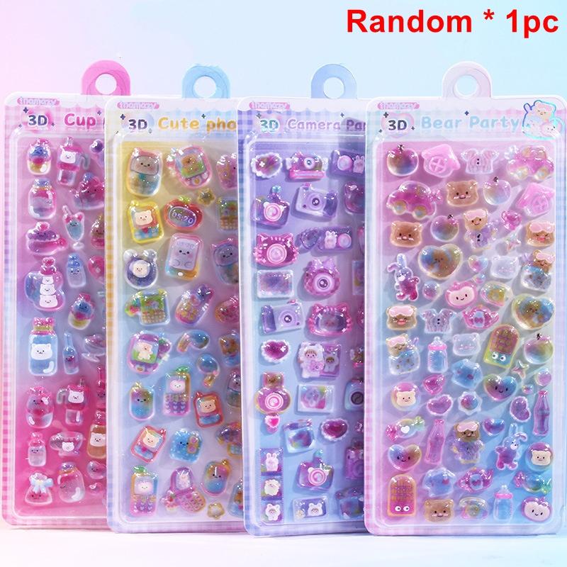Cartoon Animal Relief Sticker Creative 3D Crystal Stickers For Journal Scrapbook Notebook Laptop Diy Phonecase Decal Pary Decor