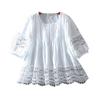 Chic Foreign Style OL Hollow Lace Ruffle Slimming A-line Shirt Top