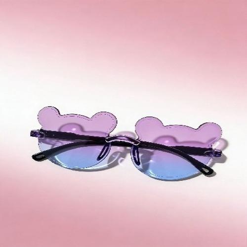 1Pc Outdoor Travel Skiing Sunglasses Cartoon Bear Sunglassess for Boy Girl Children Rimless Casual Sunglasses UV400 Fashionable