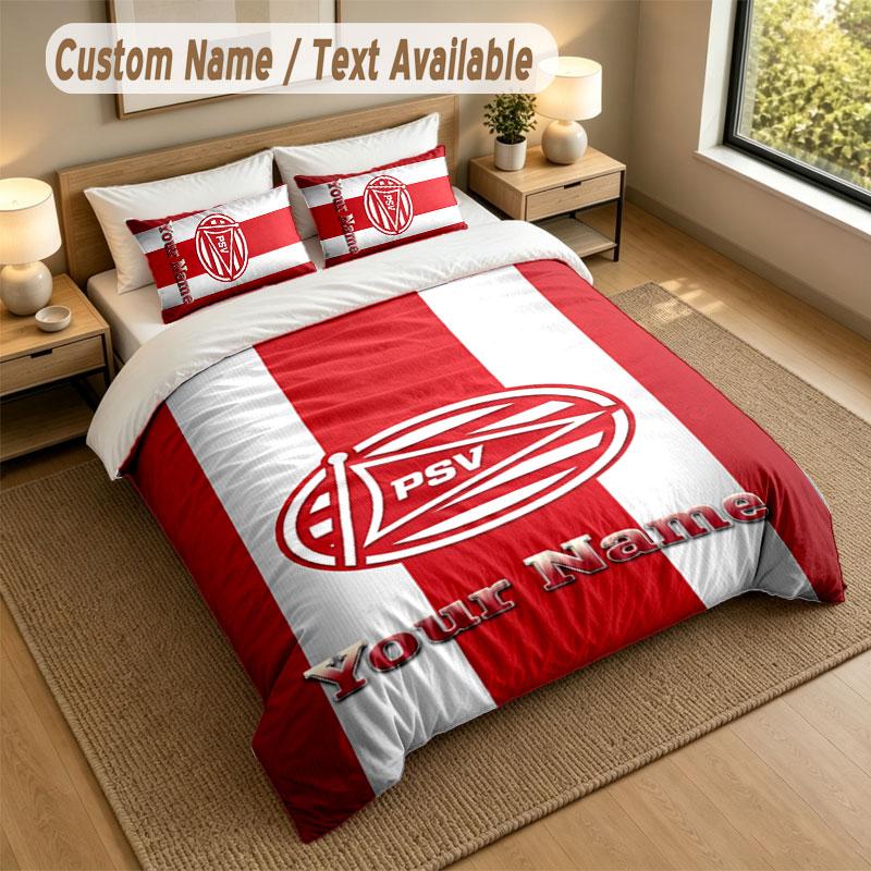 Bedding Set 1 Duvet Cover 2 Pillowcases PSV Eindhoven FC Print Soft Bed Linen Bedroom Decor