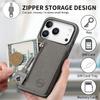 For iPhone 17 Pro Max Case Zipper Card Holder Kickstand Jeans Cloth Texture Leather Back Cover