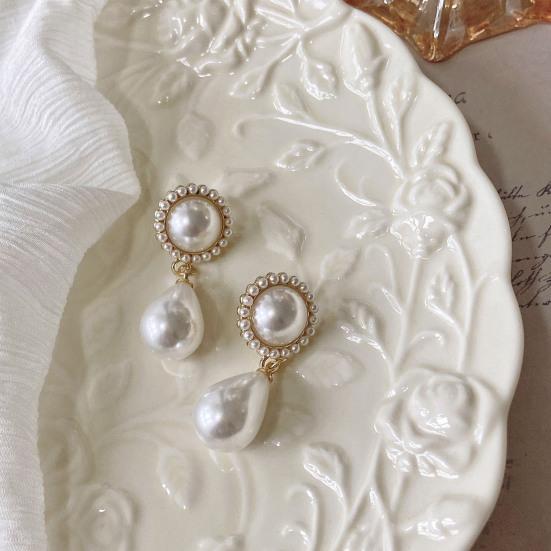 

Yousheng Palace Стиль Ретро Искусственный Жемчуг Каплевидной Формы Висячие Серьги с Золотой Отделкой Ушные Клипсы Дизайн Серьги-капли Модные Ювелирные Изделия Подарок