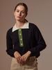 AYIHOLIC CASHMERE Single-Color Contrast Polo Knit