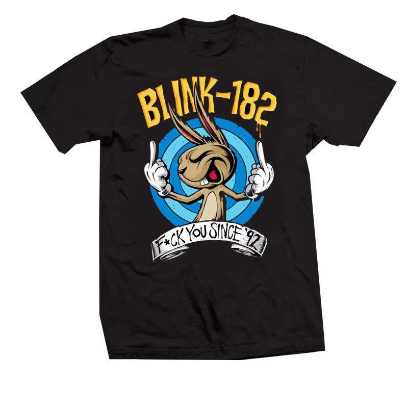 New Blink 182 - The Smiling Punk Rabbit Graffiti Rabbit Illustration - American Retro High Street Vintage Streetwear T-shirt