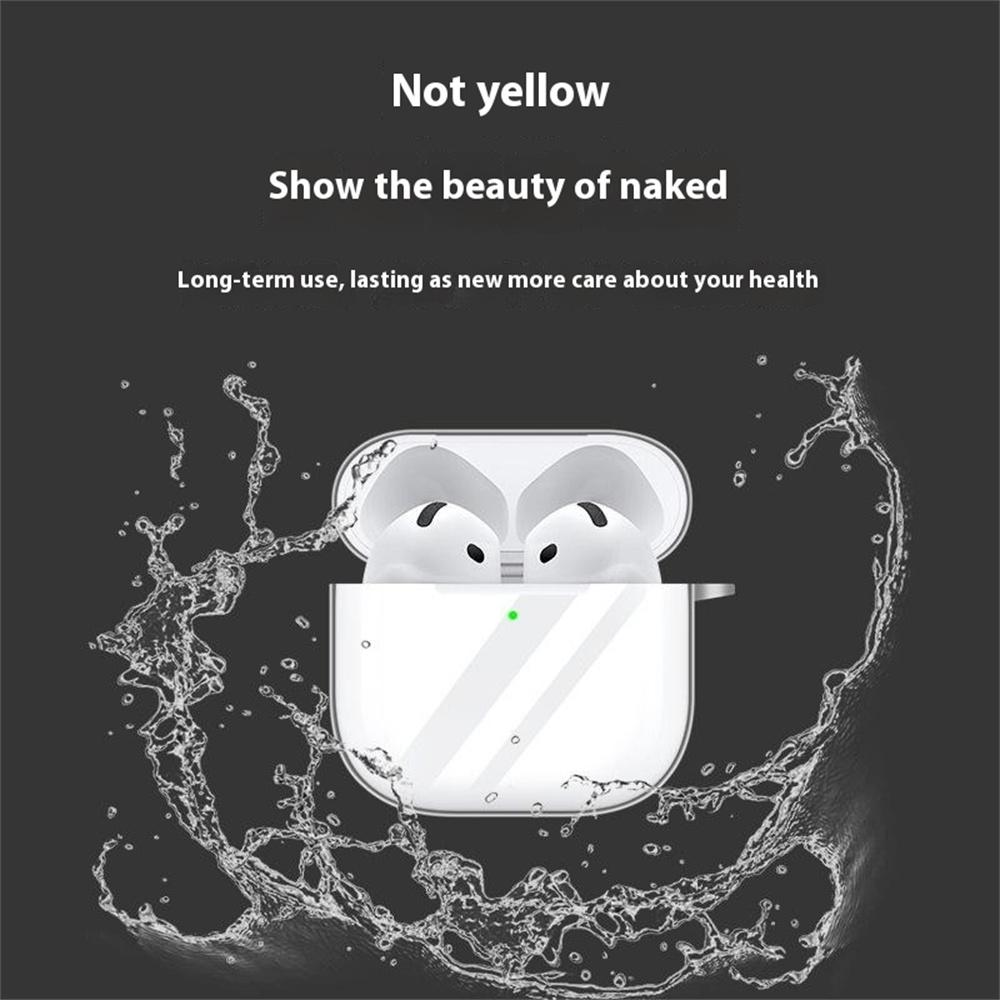 For AirPods 4 Case Bluetooth-compatible Earphone Silicone Case Clear Earbud Protective Cover with Lanyard