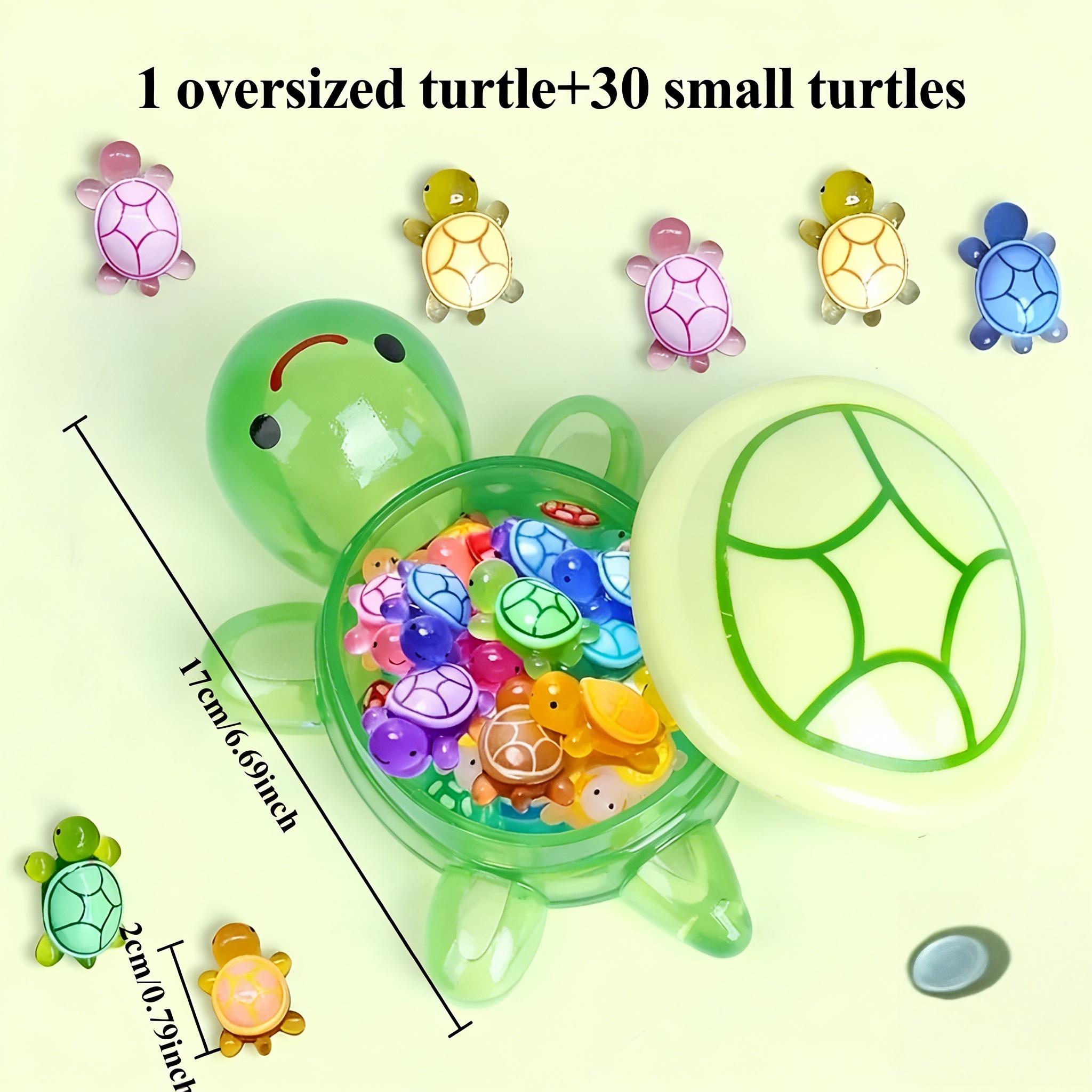 1+ 30 Pièces Tortue en Résine Luminescente Grande Tortue Peut Ouvrir le Couvercle Décoration Bonsaï Statue de Maison Ornement Brille la Nuit