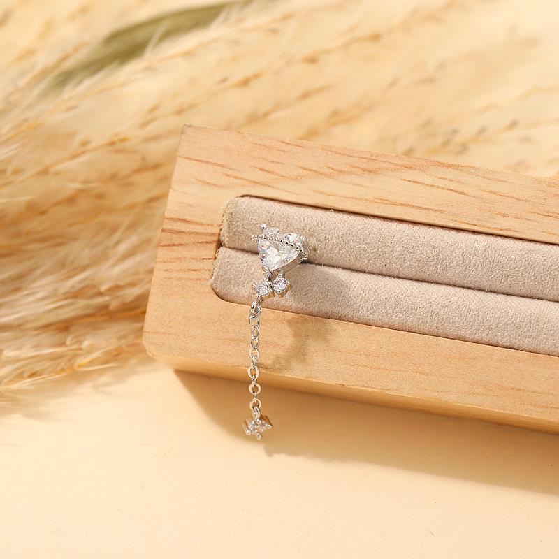 Korean Flower Teardrop Pendant Heart Star Titanium Steel Cartilage Stud Earrings