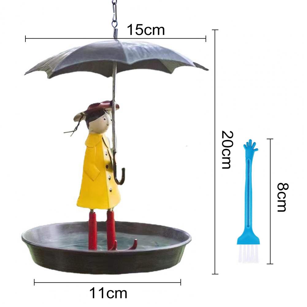 Durable Bird Feeder Light Metal Bird Feeder Metal Chain Hanging Bird Feeder Set with Girl Umbrella for Outdoor for Hummingbirds