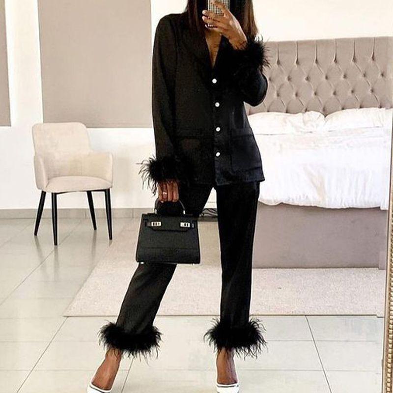 

Piece Set Casual Elegant Lady Homewear Outfits Casual Homewear Suit Pink S