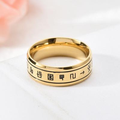 Gold Symbol Letter Stainless Steel Ring Men's Street Shooting Accessories Gift
