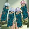 1PC Teal Vintage Dark Floral Pattern 750ml Color Plastic Sports Water Bottle Leakproof Flip Straw Lid Suitable for Sports Office Home Use