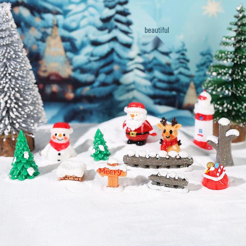Creative Christmas Ornament Gift Bag with Reindeer, Snowman & Santa Claus Decorations for Micro Landscape Scenes