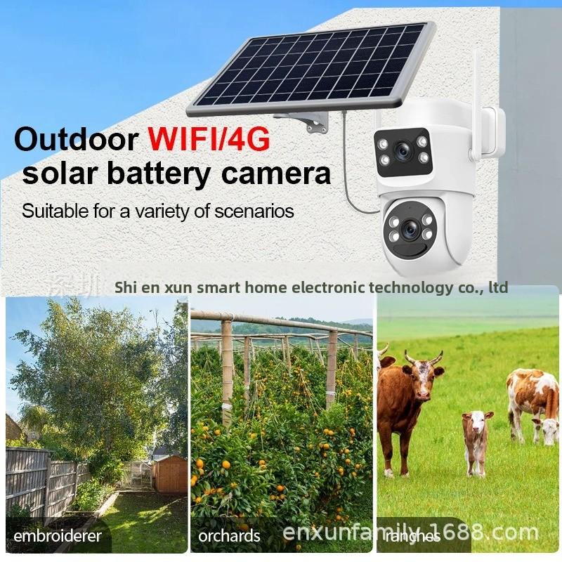 Cámara de seguridad solar para exteriores con doble lente inalámbrica y monitoreo móvil