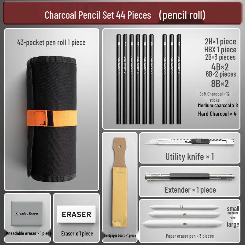 Art Student Sketching Pencil Set - Quick Sketch 2B & Charcoal for Beginners