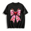 Heart Print Bow Pattern Casual Top Pure Cotton T-shirt