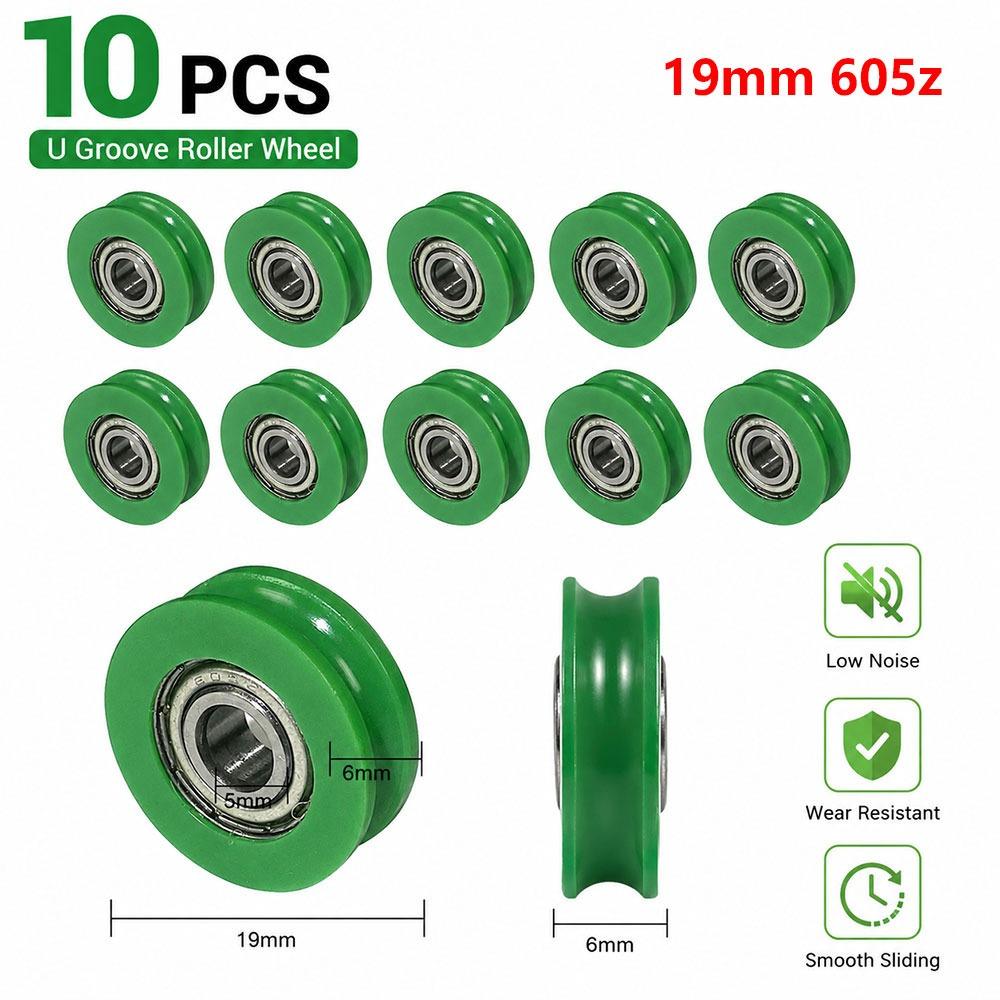 10Pcs Nylon POM Bearing Pulley Stainless Steel Rubber-Coated Pulley for Doors Windows