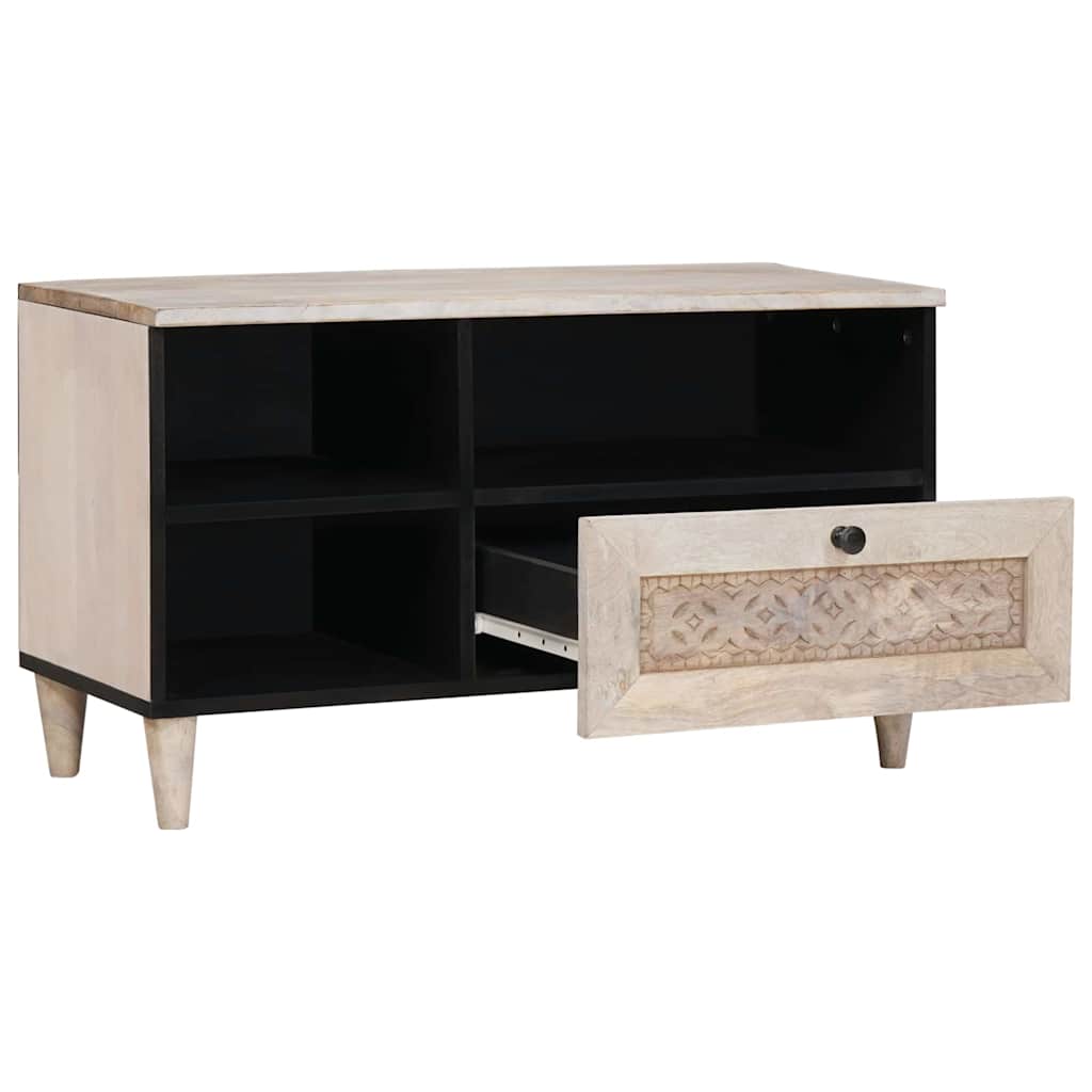 TV Stand Bleached White 80 x 33 x 46 cm Solid Mango Wood