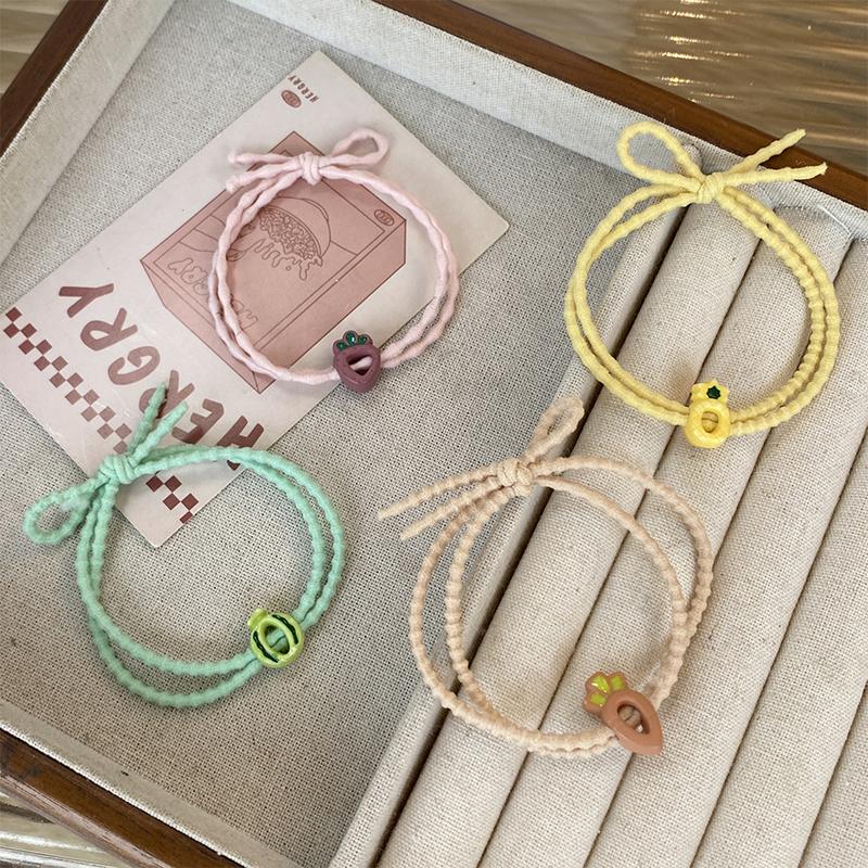 8pcs Women Hair Rope Bracelet Dual Use Small Rubber Band Headband Ponytail Headband Japanese Style Fresh Fruit Headband