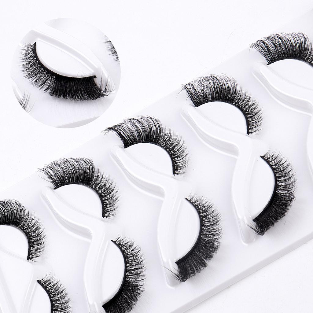 5 Paires De Faux Cils Obliques Renard Volant, Naturels Épais Extrémité des Yeux, Cils Étendus