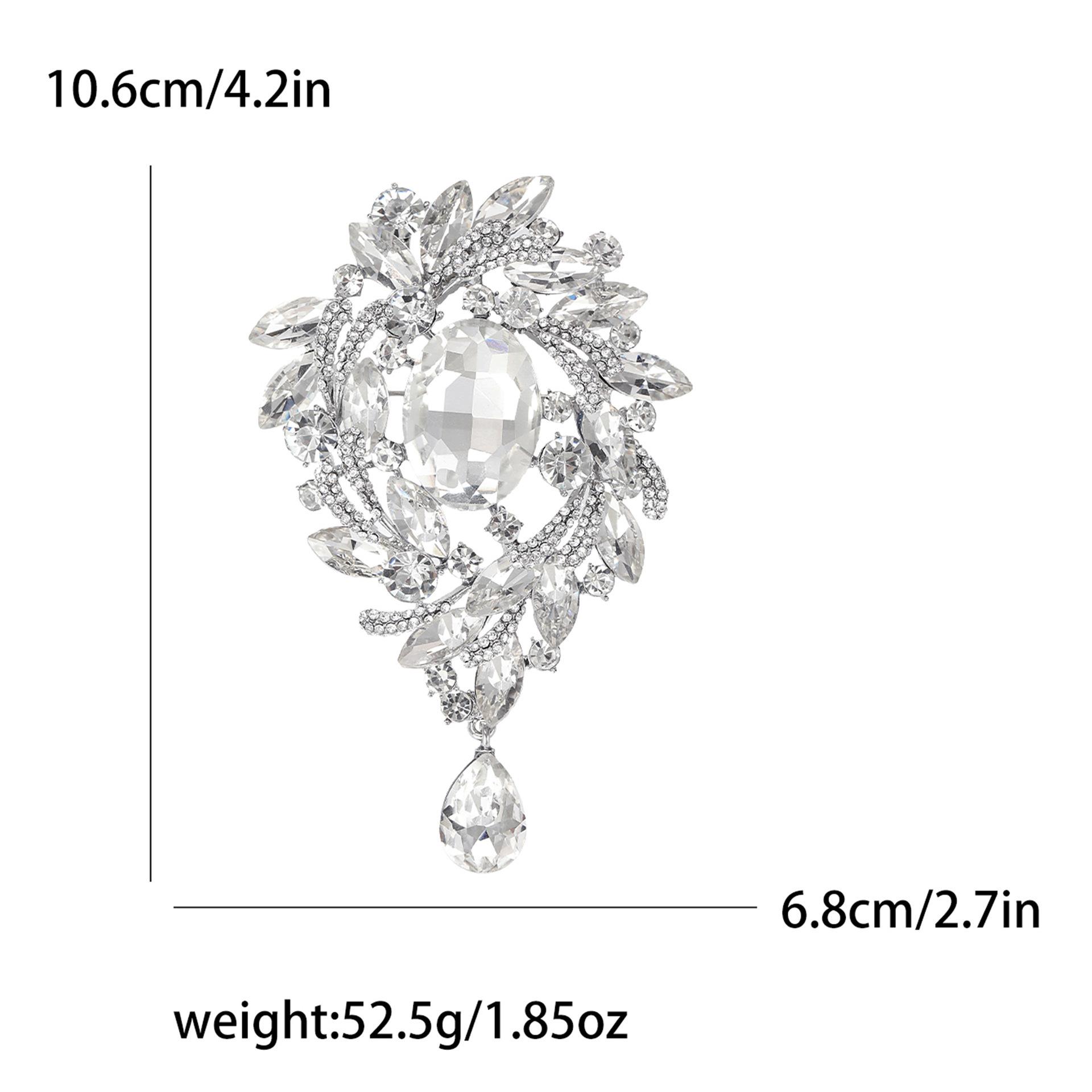 

Блестящий стеклянный корсаж со стразами, преувеличенный драгоценный камень, пальто, куртка, аксессуар, брошь в виде симфонии в виде капли воды серебряный