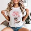 Raccoon Balloons Animals Womens T-Shirt Charming Celebration Tee