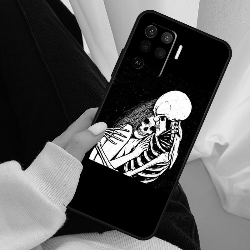 Skeleton Skull Kiss Case For Oppo A17 A57 A77 A40 A78 A54 A74 A94 A76 A16 A96 A18 A60 A80 A38 A58 A98 A15 A5 Pro