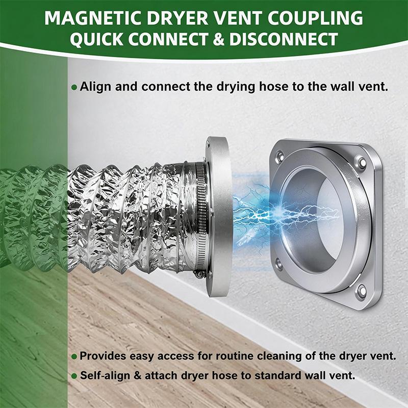 Magnetic Dryer Vent Coupling-Quick Connection and Disconnection Strong Magnet Self-Alignment Design Quick-Installation Dryer Magnetic Vent Connector