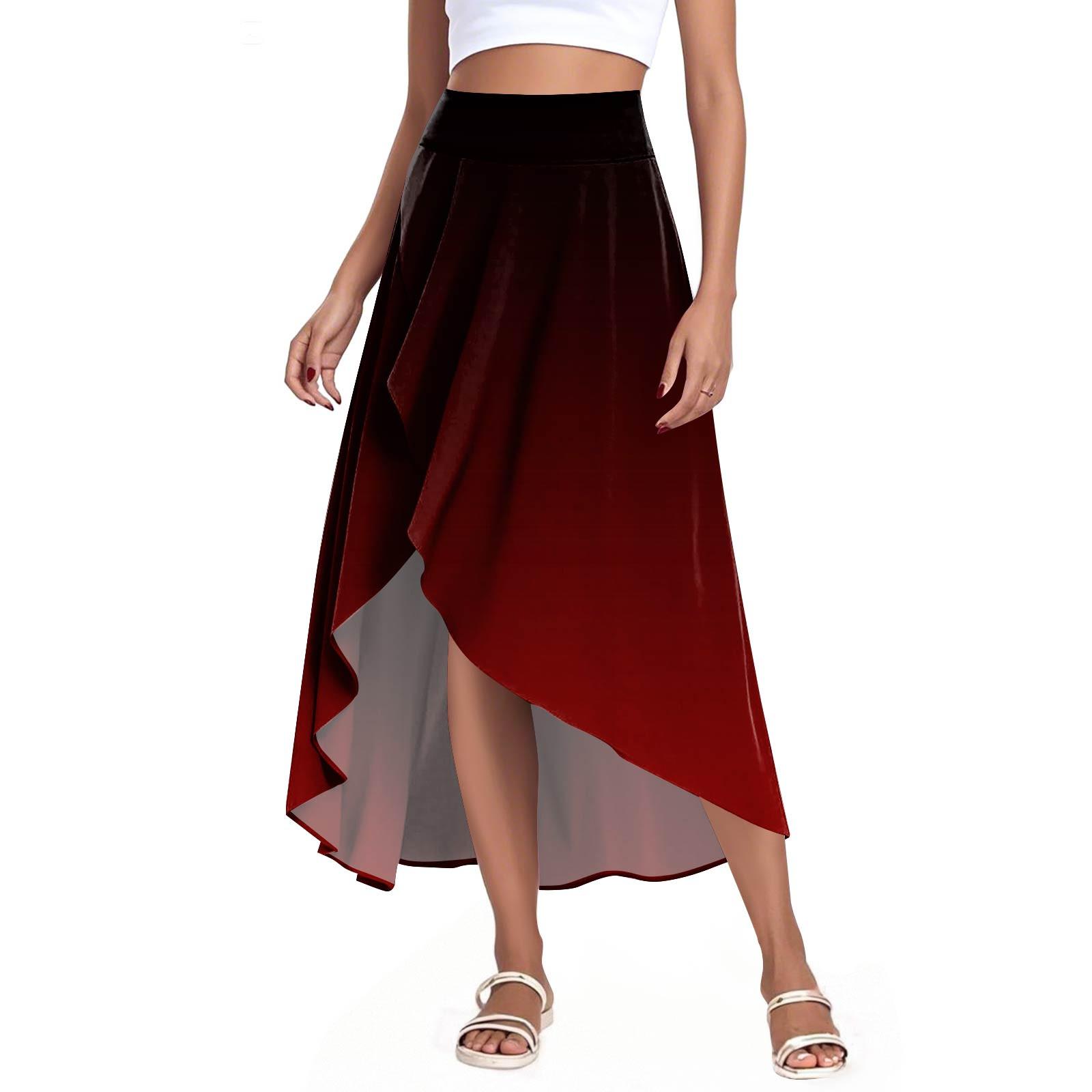 

Женская мода повседневная юбка-шорты с разрезом и оборками на высокой талии XL винный