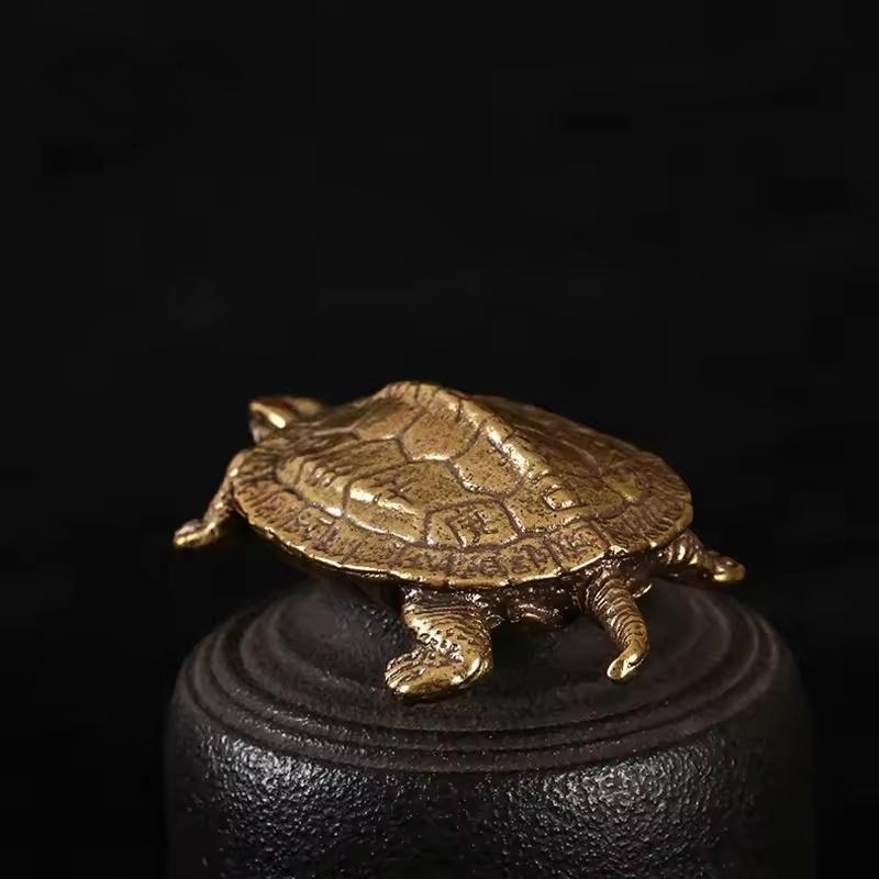 Solid Brass Feng Shui Turtle 24 Solar Terms 12 Hours Longevity Figurine Home Office Wealth Lucky Decoration