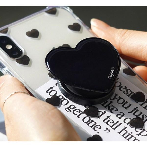 GripTok Schwarz und Weiß Herz SmartTok, Jet Black, 1 Stück